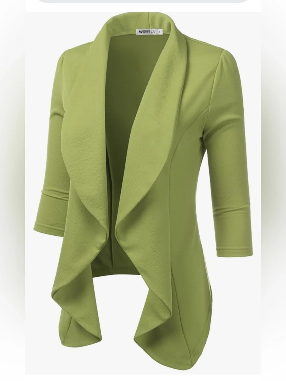 NWT Doublju Olive Green Draped Open-Front Cardigan - Picture 3 of 13